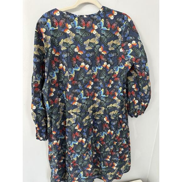 Johnny Was Dress Size L Butterfly Papillon Tiered Smock Tassel Cotton Boho Slip - Picture 5 of 8